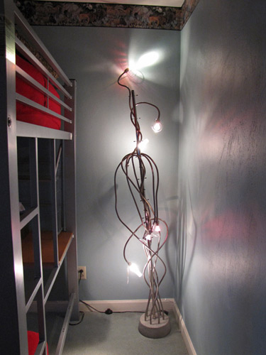 Geek room lamp bed and reflections